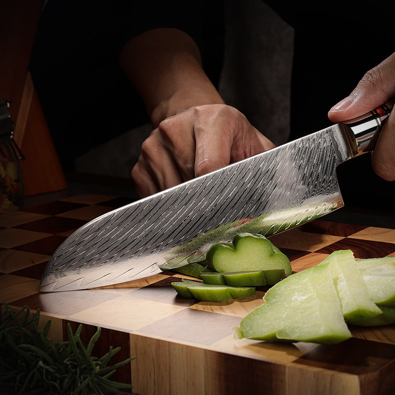 Damastmesser Santoku Honeycomb Griff