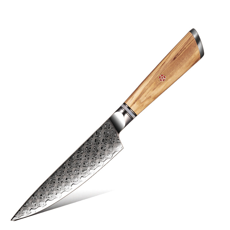 Damastmesser Olive Holz Griff Utility