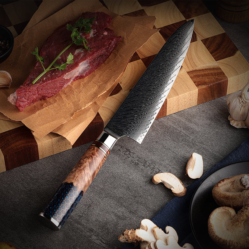 Damastmesser Honeycomb Handle