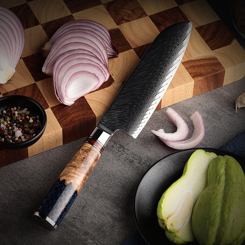 Damastmesser Nakiri Honeycombe Griff