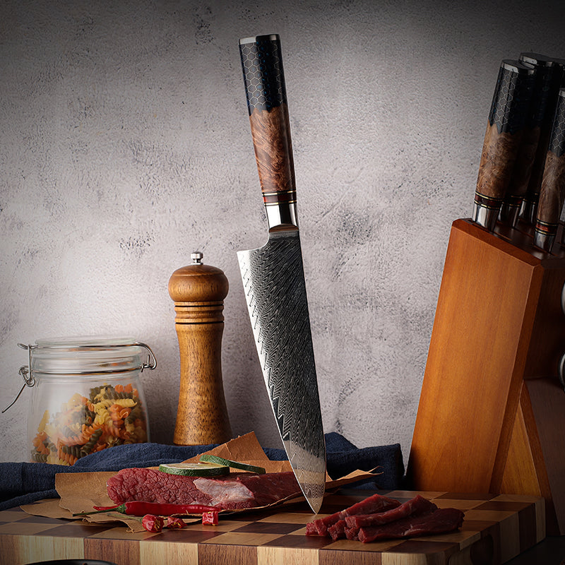 Damastmesser Honeycomb Handle