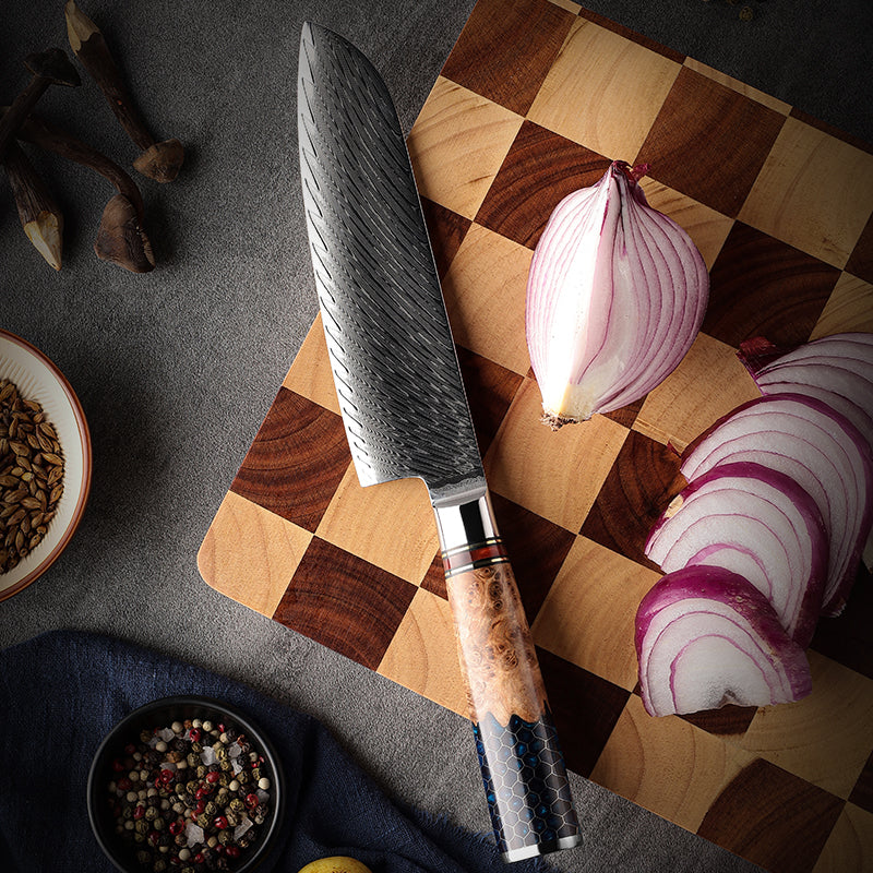 Damastmesser Santoku Honeycomb Griff