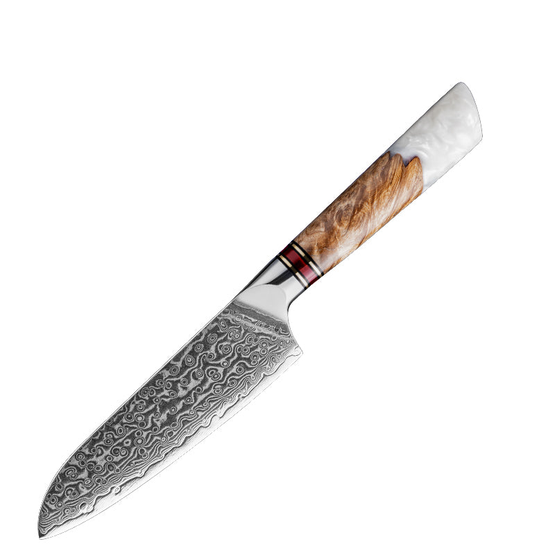 Damastmesser Weiss Resin Griff (12cm Klinge)