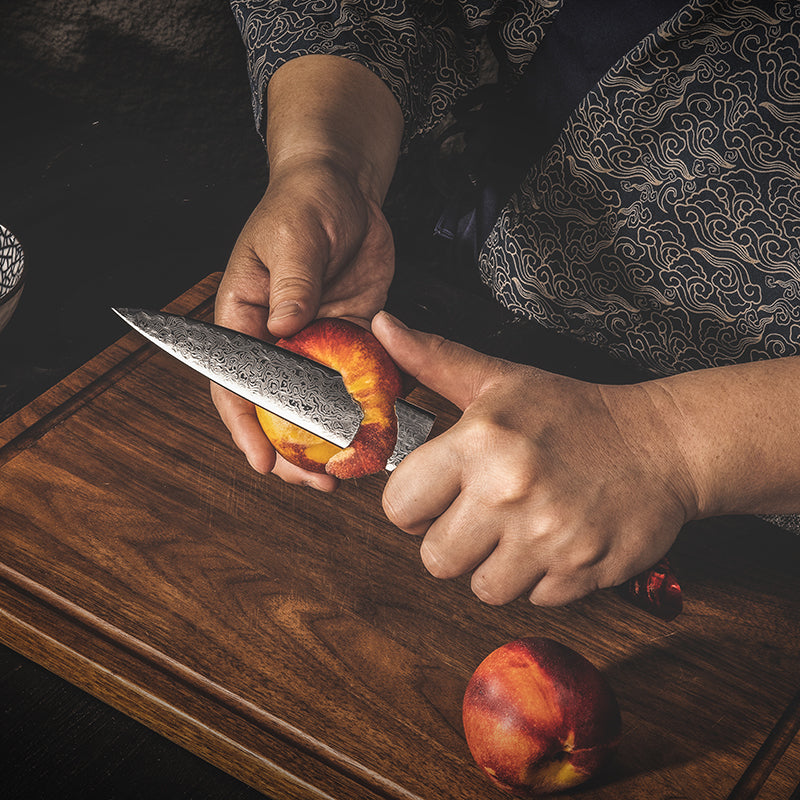Damastmesser Red Resin Griff Utility