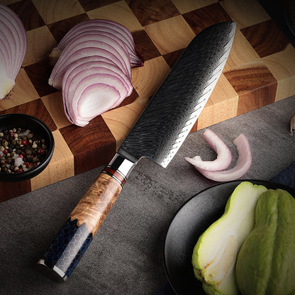 Damastmesser Santoku Honeycomb Griff