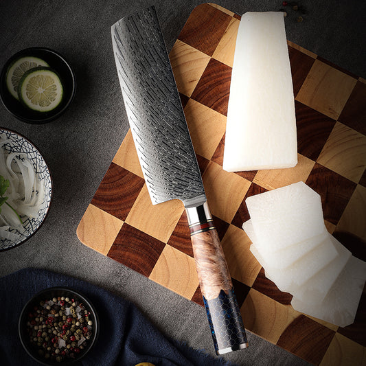 Damastmesser Nakiri Honeycombe Griff