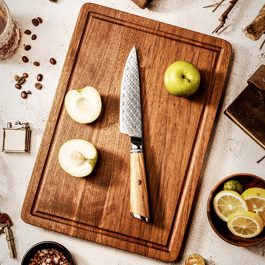 Damastmesser Olive Holz Griff Utility