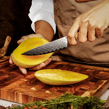 Damastmesser Olive Holz Griff Utility